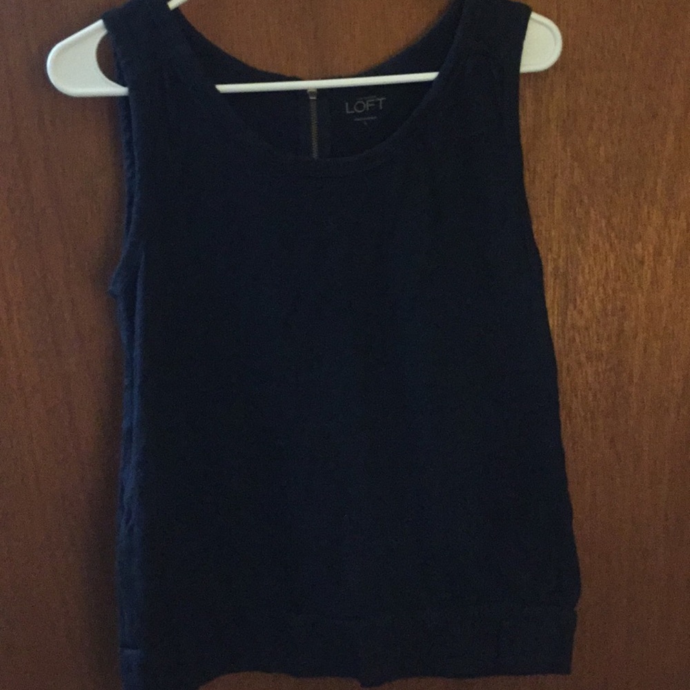 Loft navy tank with zipper back size small
